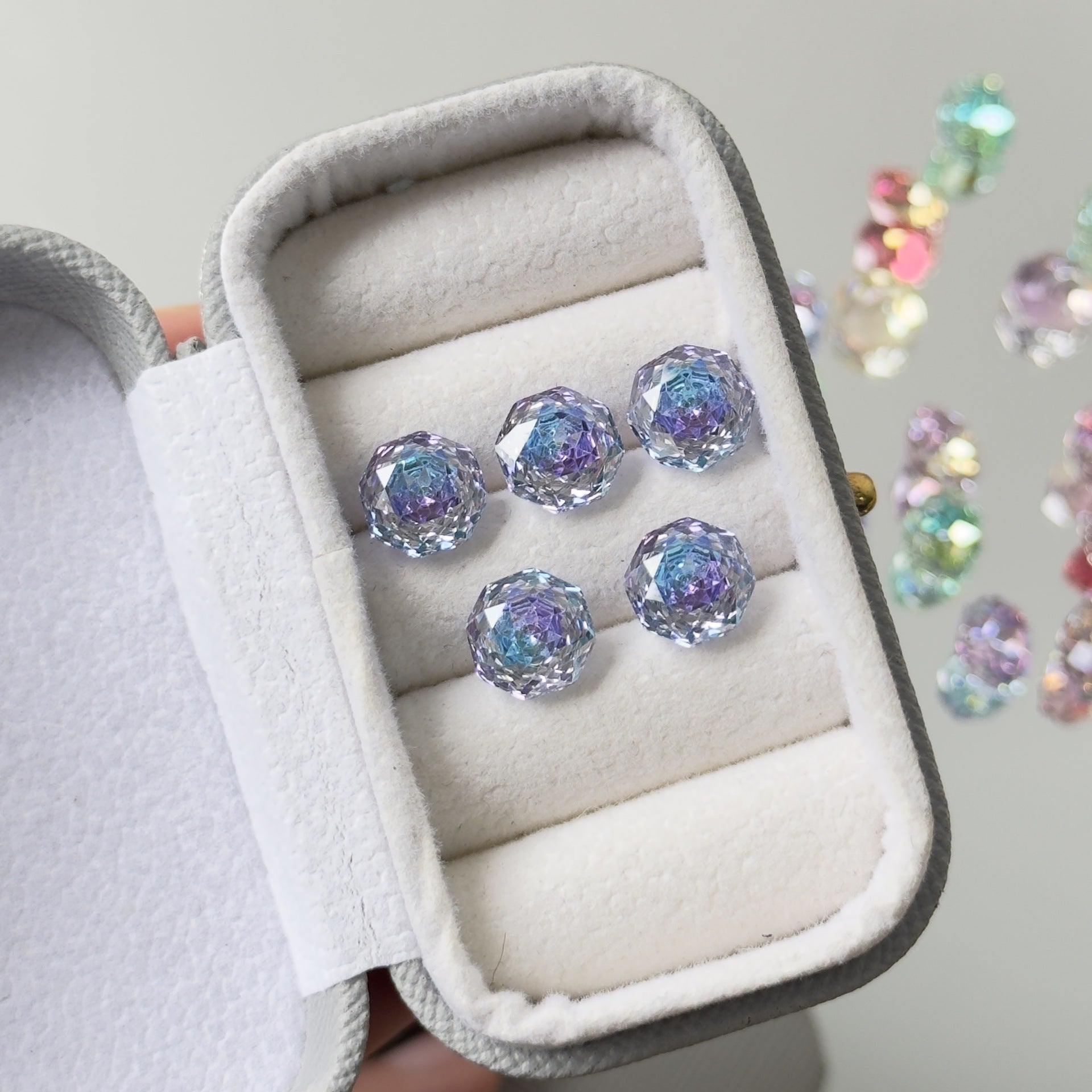 Rose Cut Zircon Stud Earrings