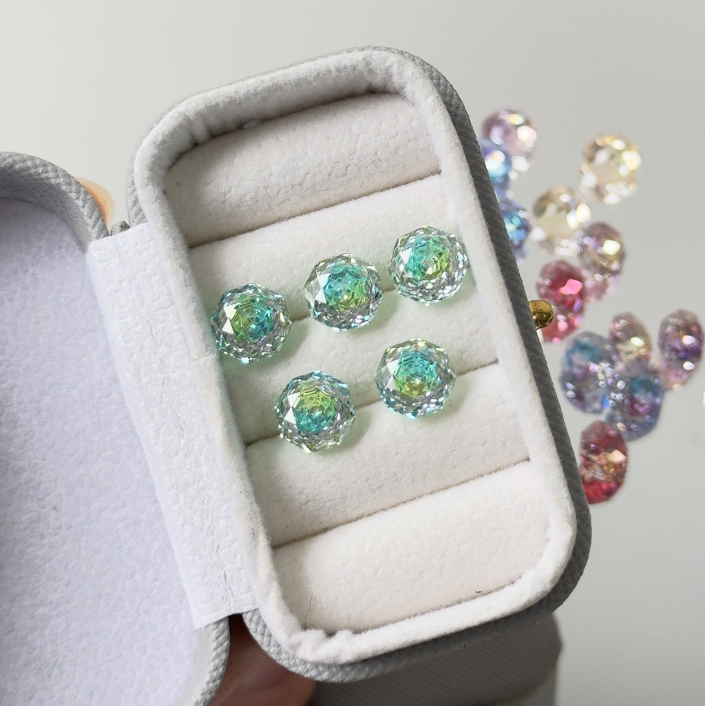 Rose Cut Zircon Stud Earrings