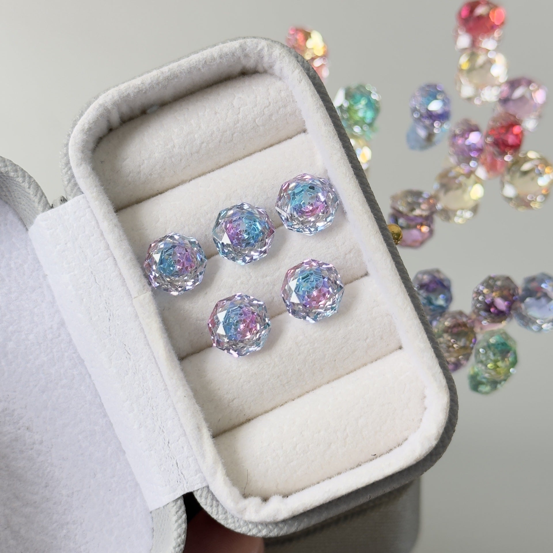 Rose Cut Zircon Stud Earrings