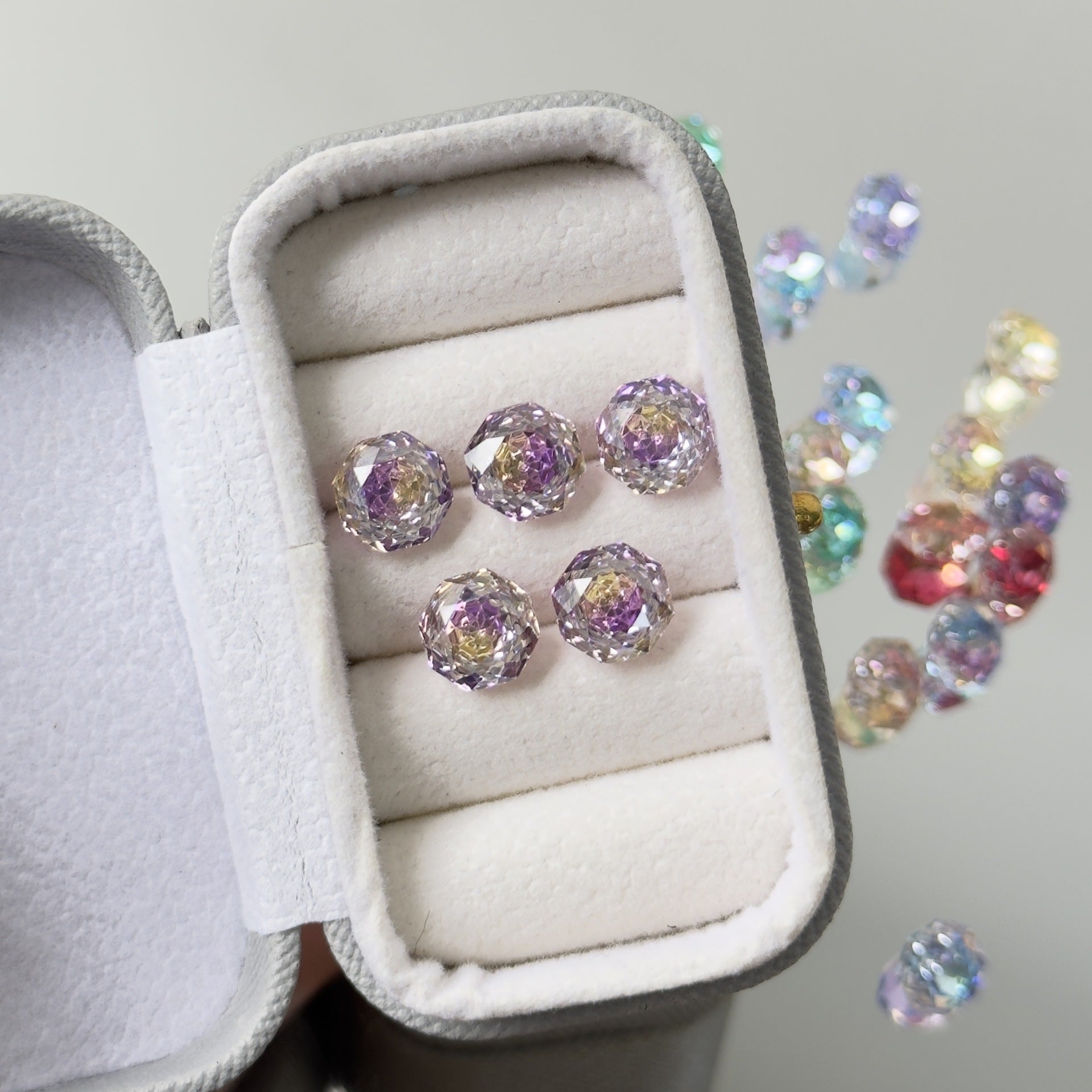 Rose Cut Zircon Stud Earrings