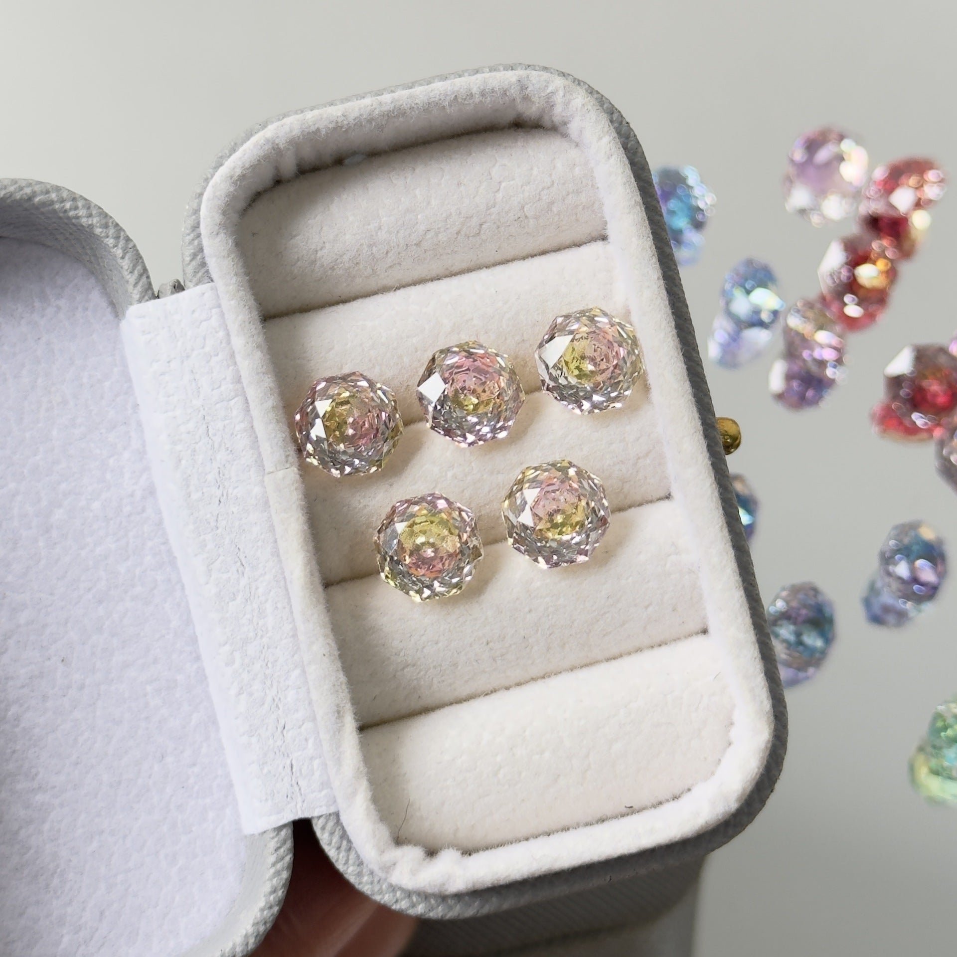Rose Cut Zircon Stud Earrings