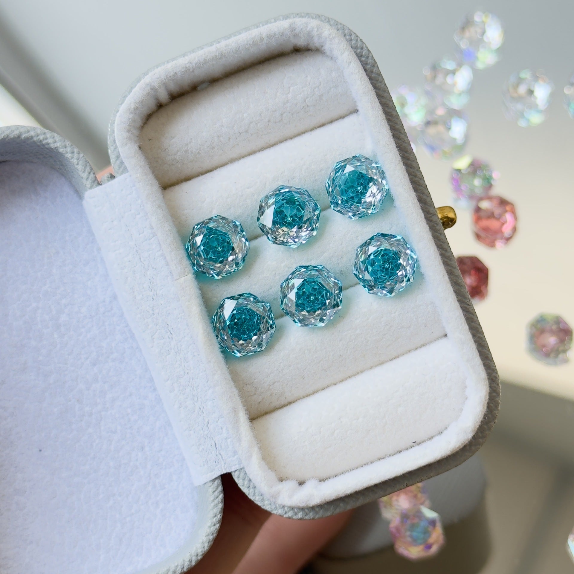 Rose Cut Zircon Stud Earrings