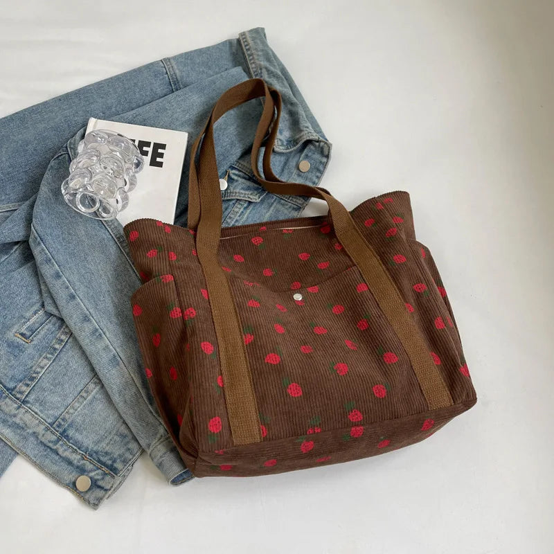 Strawberry Print Tote Bag