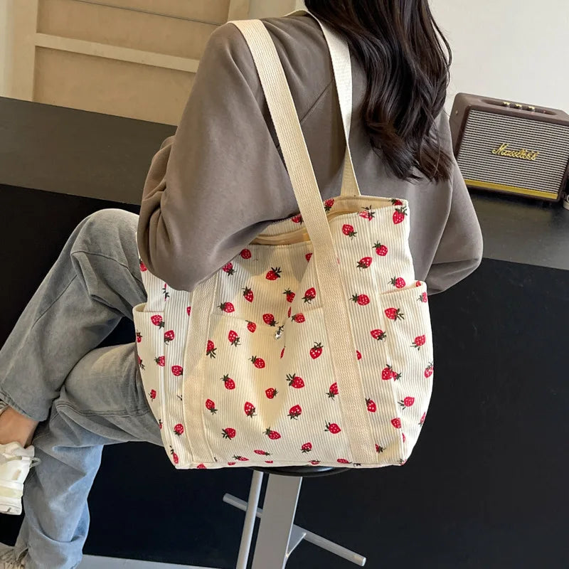 Strawberry Print Tote Bag