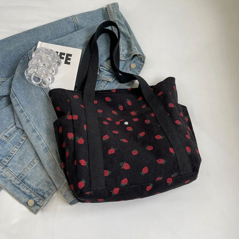 Strawberry Print Tote Bag
