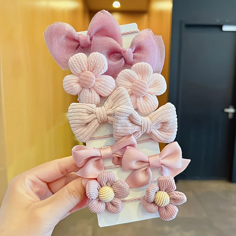 Bow & Flower Hair Tie Set