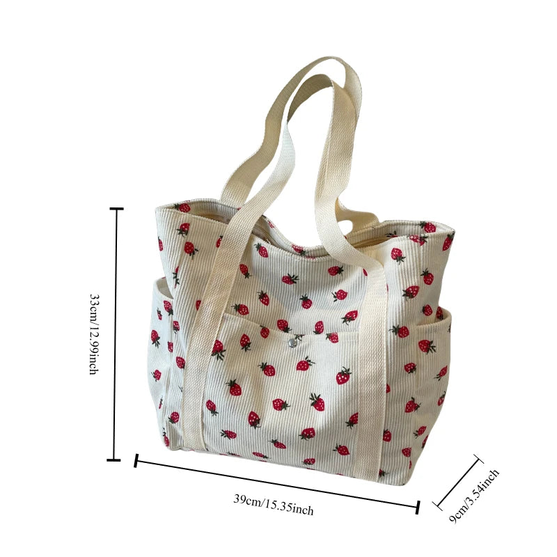 Strawberry Print Tote Bag