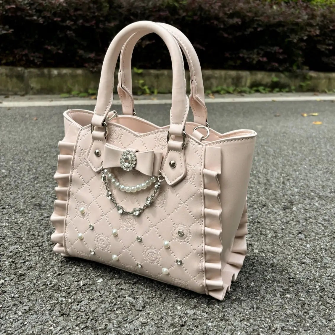 Ruffled & Studded Tote Bag