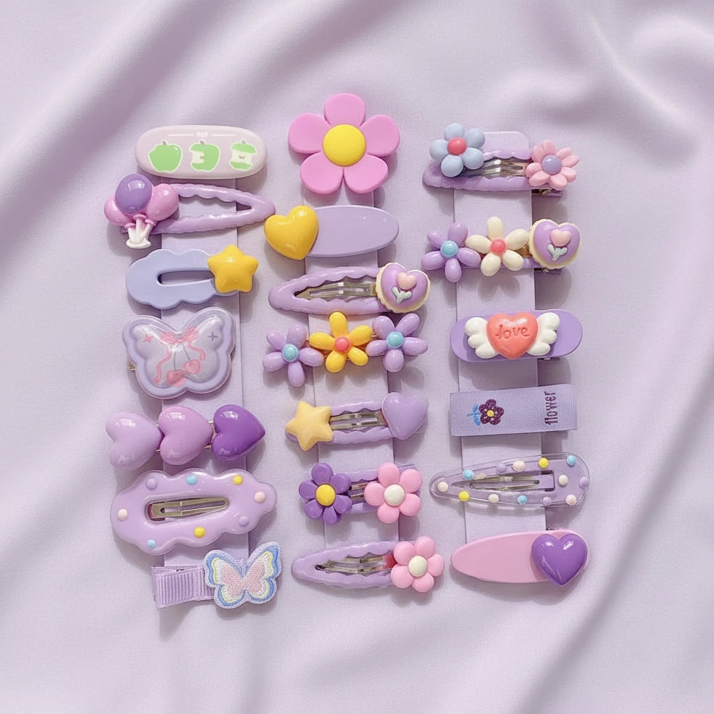 Purple Hair Clip Set