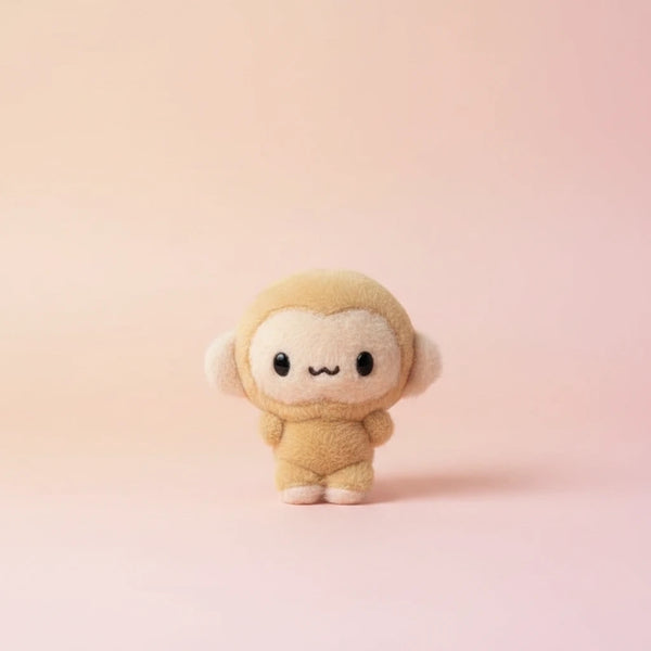 Plush toy with a tag labeled 'HINAKUU' on a card with product information.