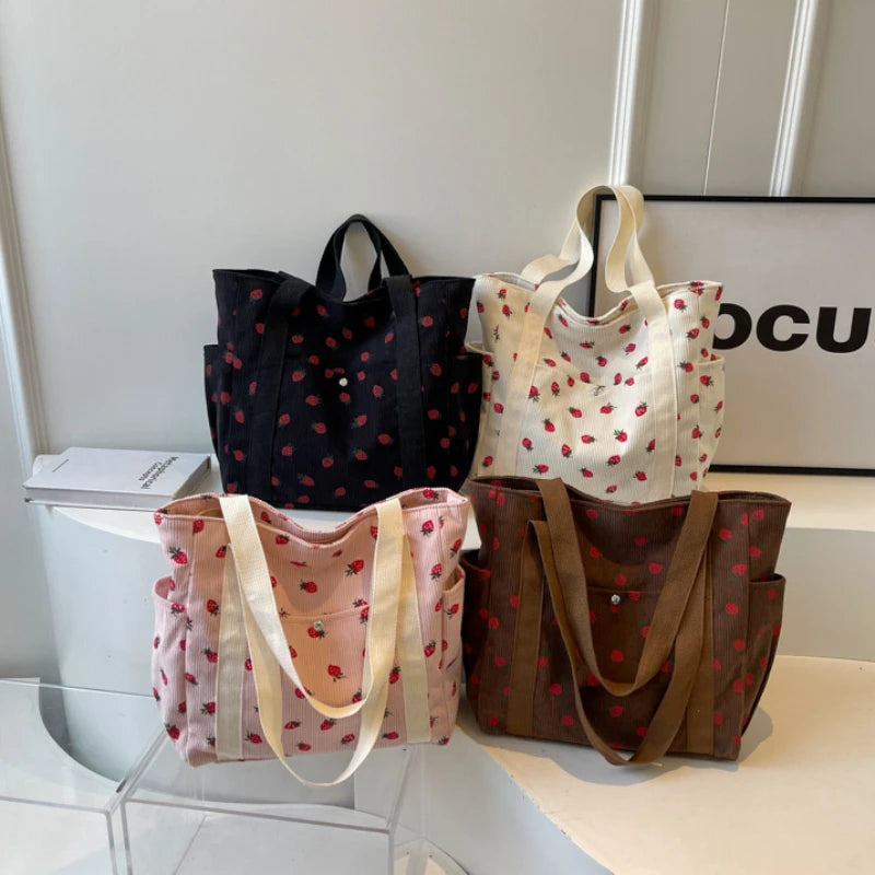 Strawberry Print Tote Bag