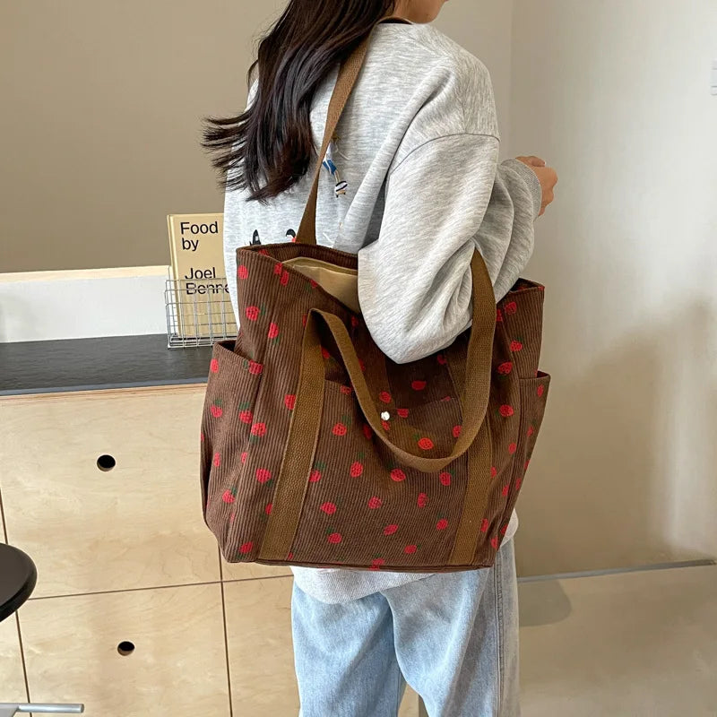 Strawberry Print Tote Bag