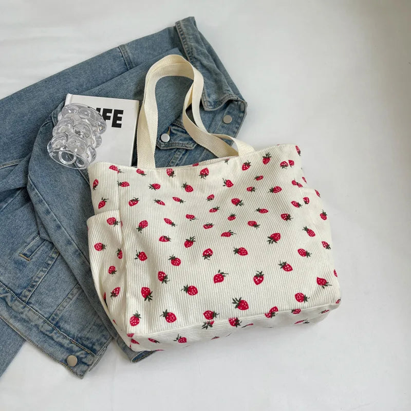 Strawberry Print Tote Bag