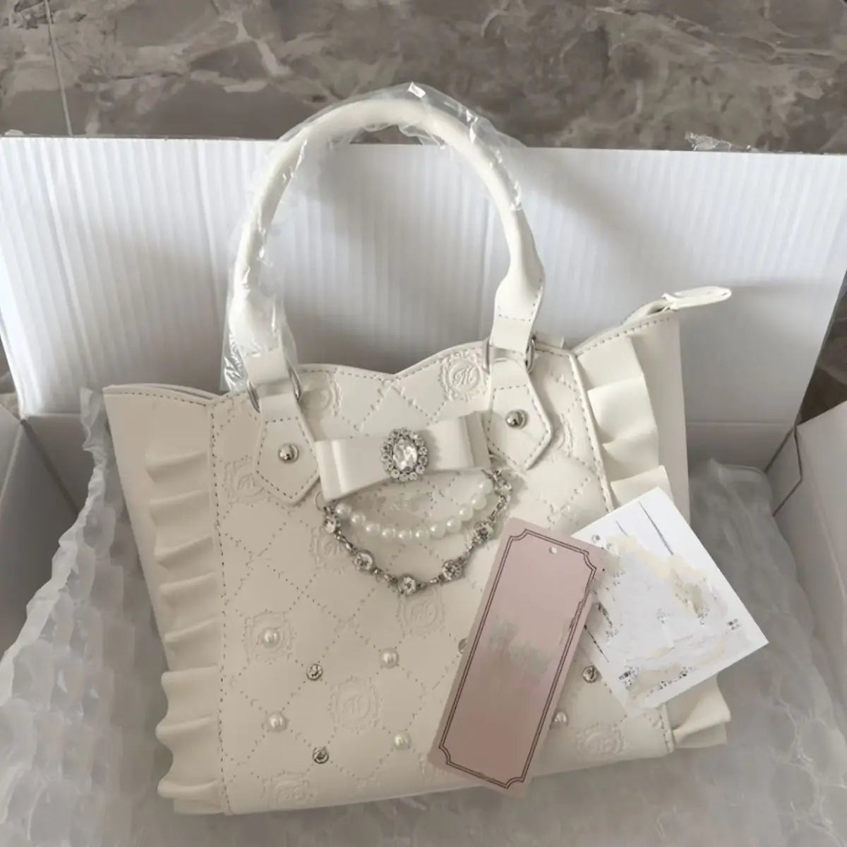 Ruffled & Studded Tote Bag