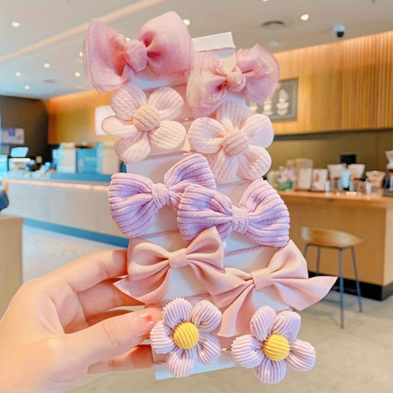 Bow & Flower Hair Tie Set
